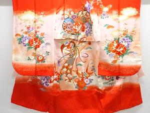 花鼓に折鶴模様子供着物